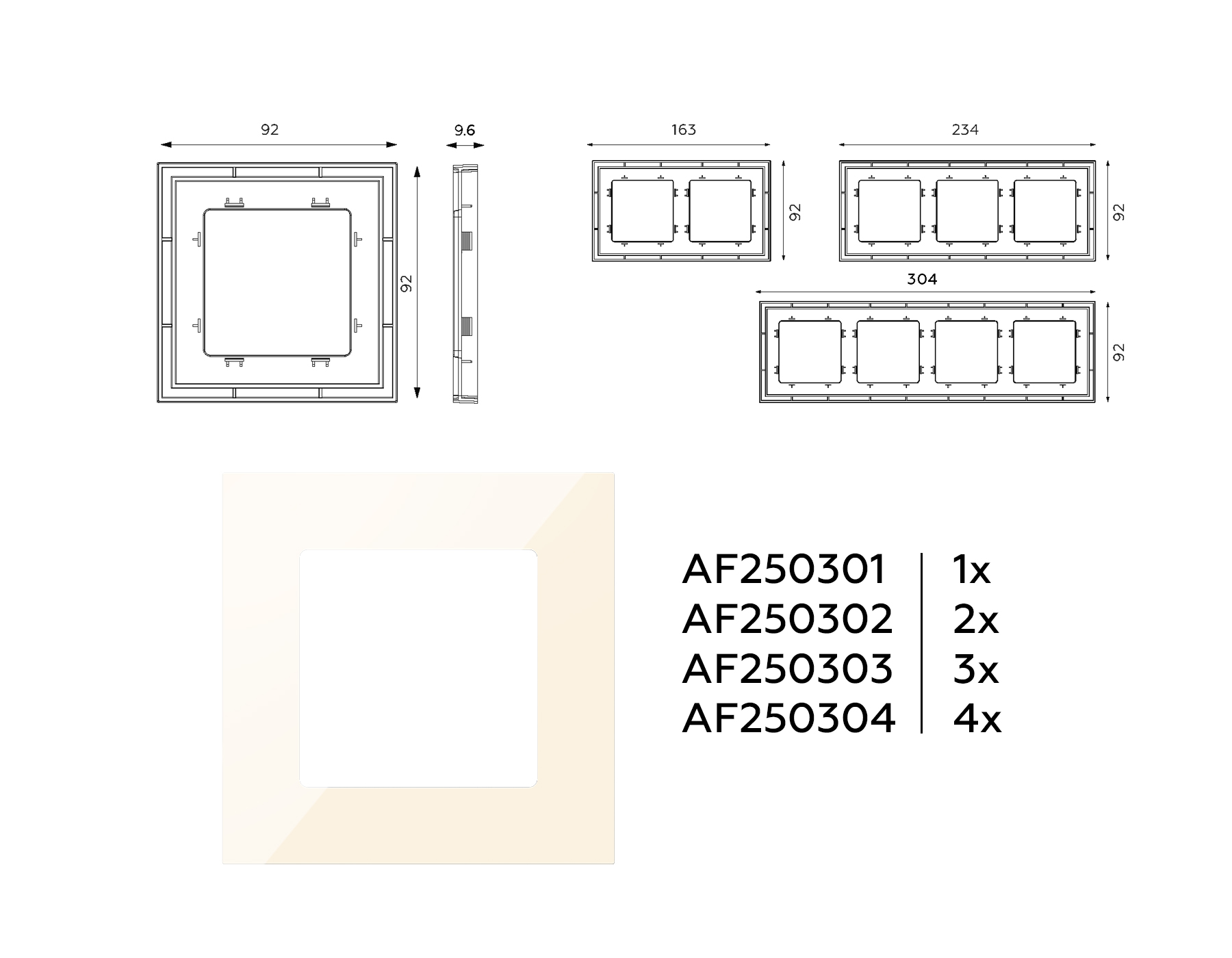 AF250301 Рамка ALFA Qubi (Бежевый глянец) 1-ая